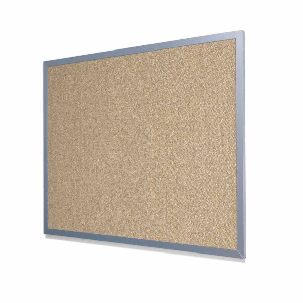 Type II Woven Vinyl Koroseal Linden II Coconut Cork Board with Light Aluminum Frame